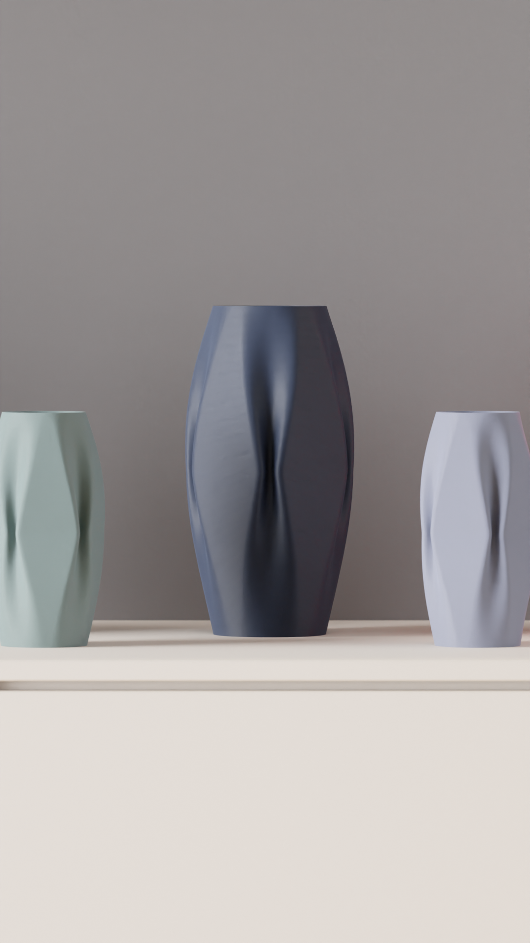 Quad ripple vase base render showing flat stable base form