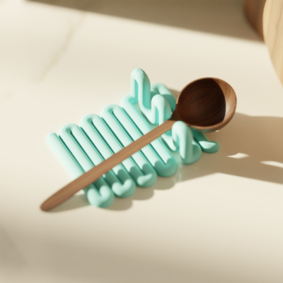 Wibble Kitchen Utensil Holder Tray mint green base render product shot dark background