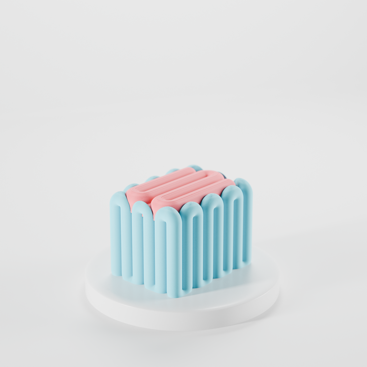 Wibble storage box base render showing flat base and arch wall construction