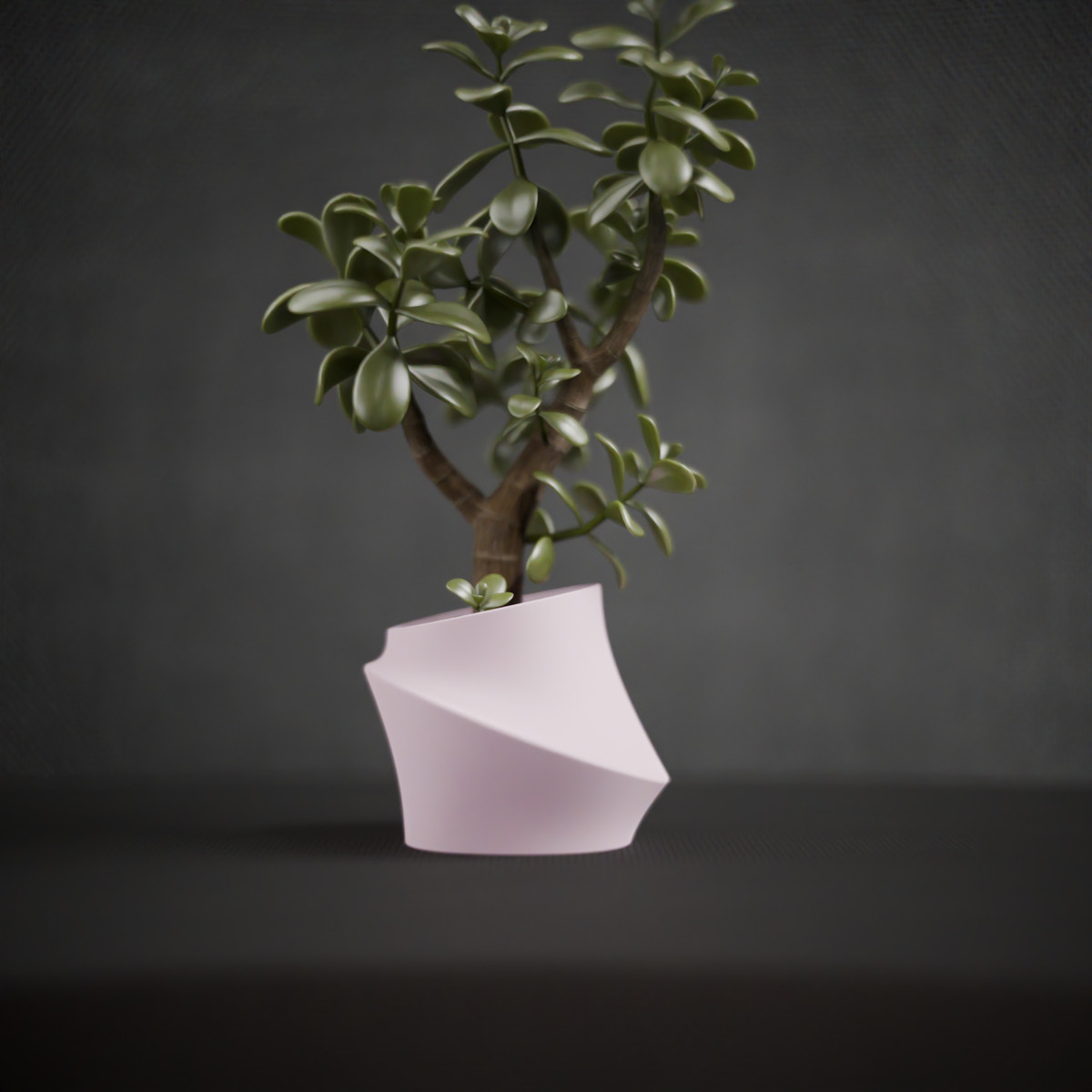 Elegant Sloped Planter pink render showing angled silhouette and geometric faceted form