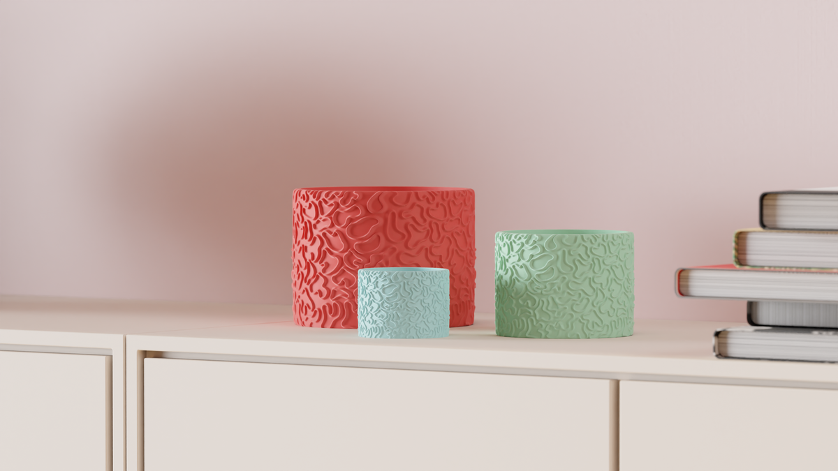 Coral Pattern Planter white base render showing raised organic coral reef surface texture clean white background