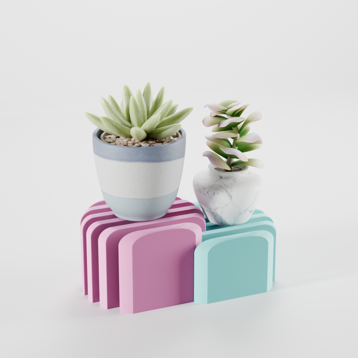 Minimalist Interlocking Plant Pot Risers - base render