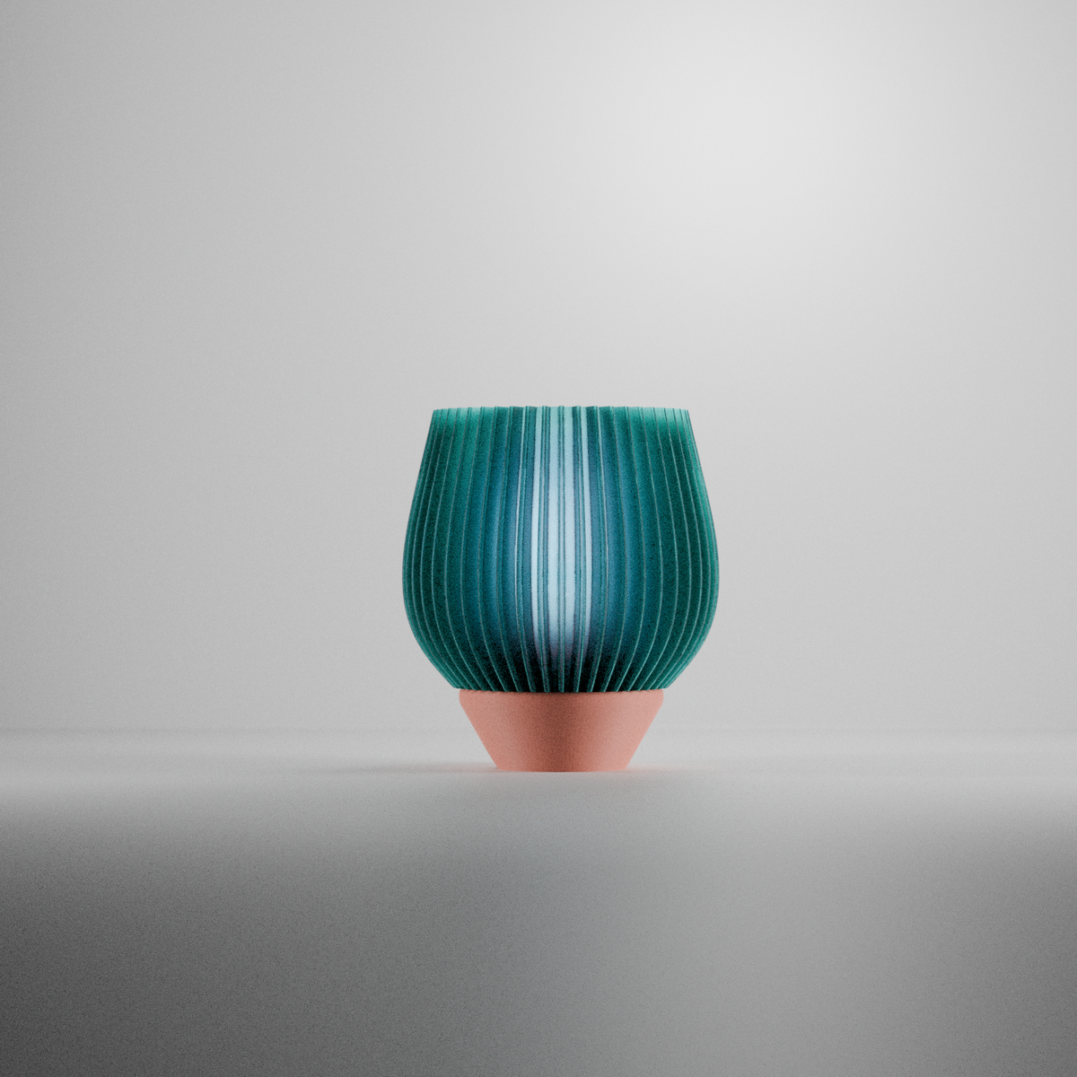 Tapered Ribbed E27 Lamp - teal variant on white background