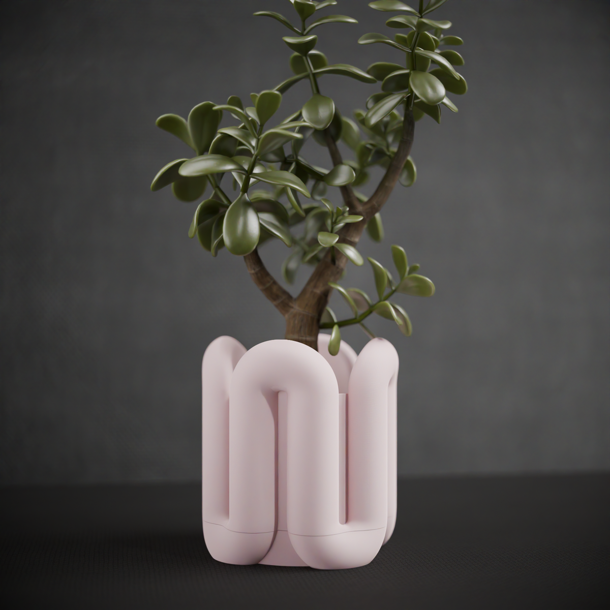 Wibble Aesthetic Two-Part Planter base render showing looping tubular wibble form