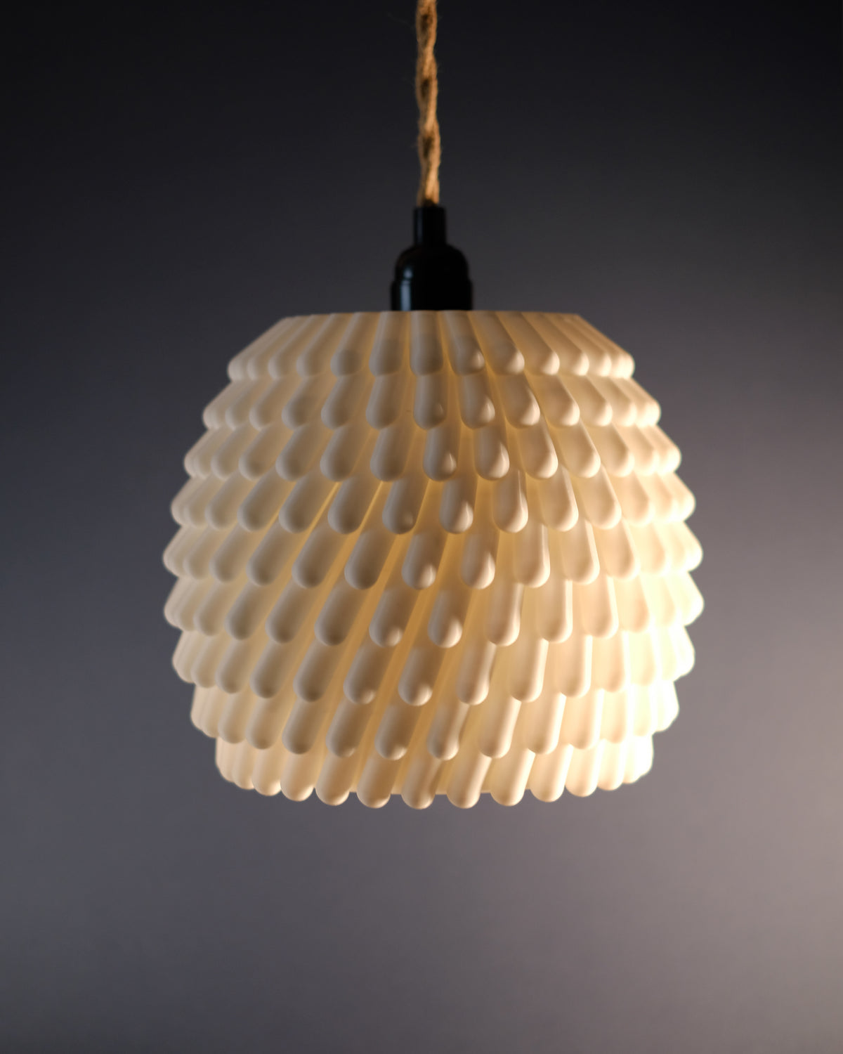 Sea anemone lampshade base detail showing E27 fitting and teardrop texture close up