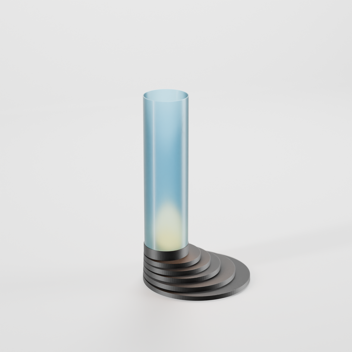 Modern Stepped LED Tealight Holder - base render front view teal and dark