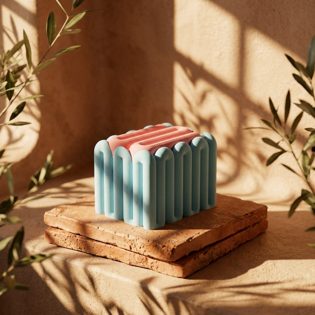 Wibble storage box render three quarter view showing depth of wavy arch walls