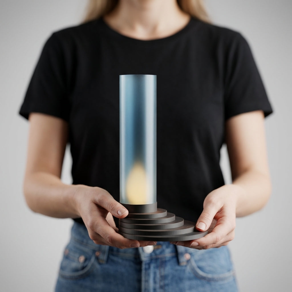 Modern Stepped LED Tealight Holder - render lifestyle on white