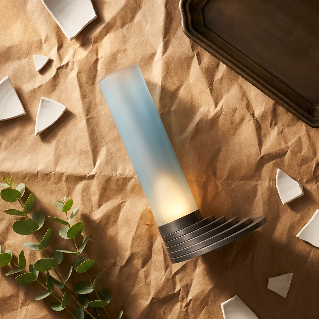 Modern Stepped LED Tealight Holder - render lifestyle dark background