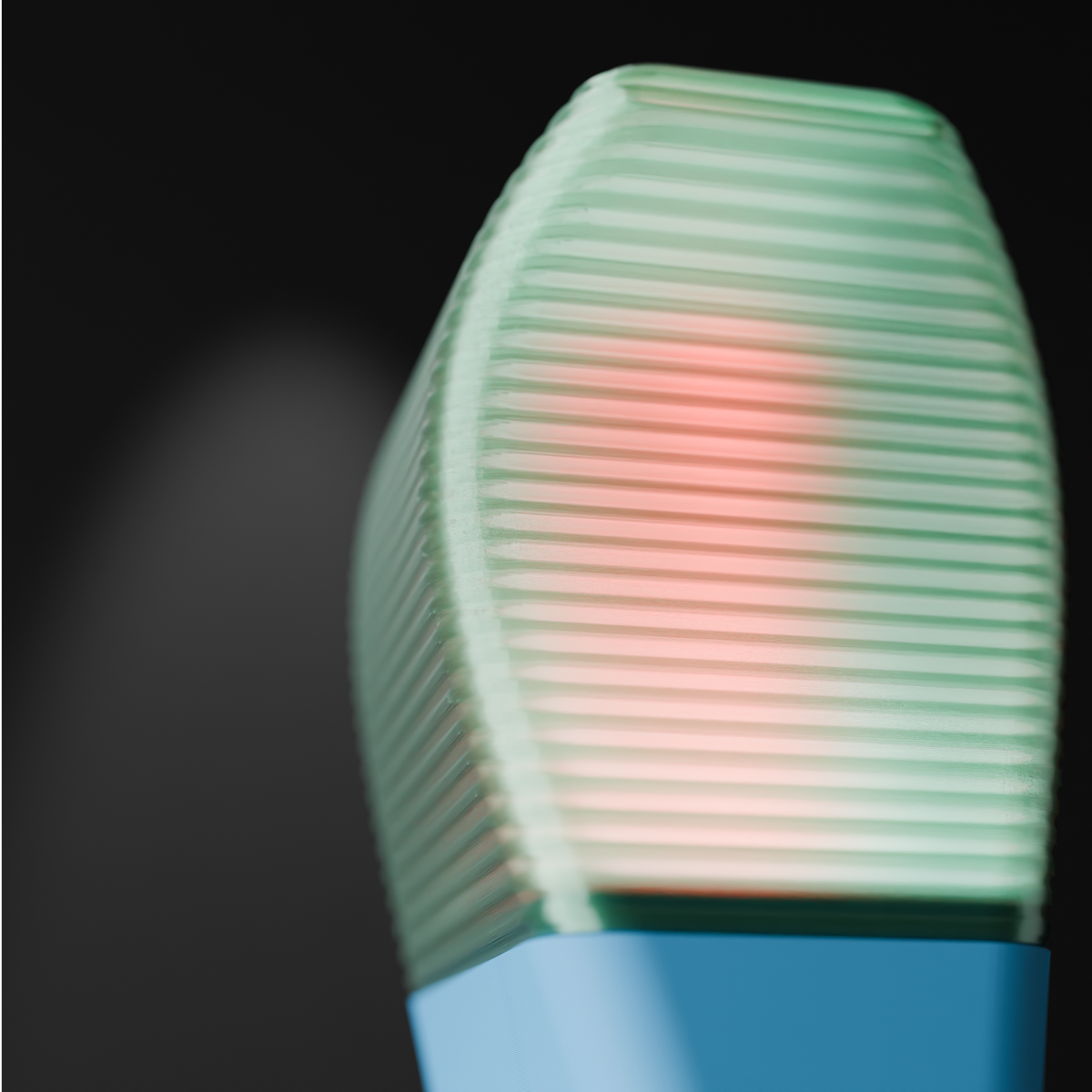 Elegant Sweeping Curve Lamp teal shade held in hand showing form and texture detail