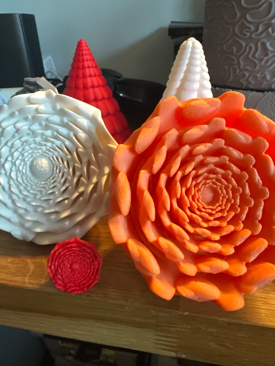 Close-up of the layered spiral petals on a decorative flower