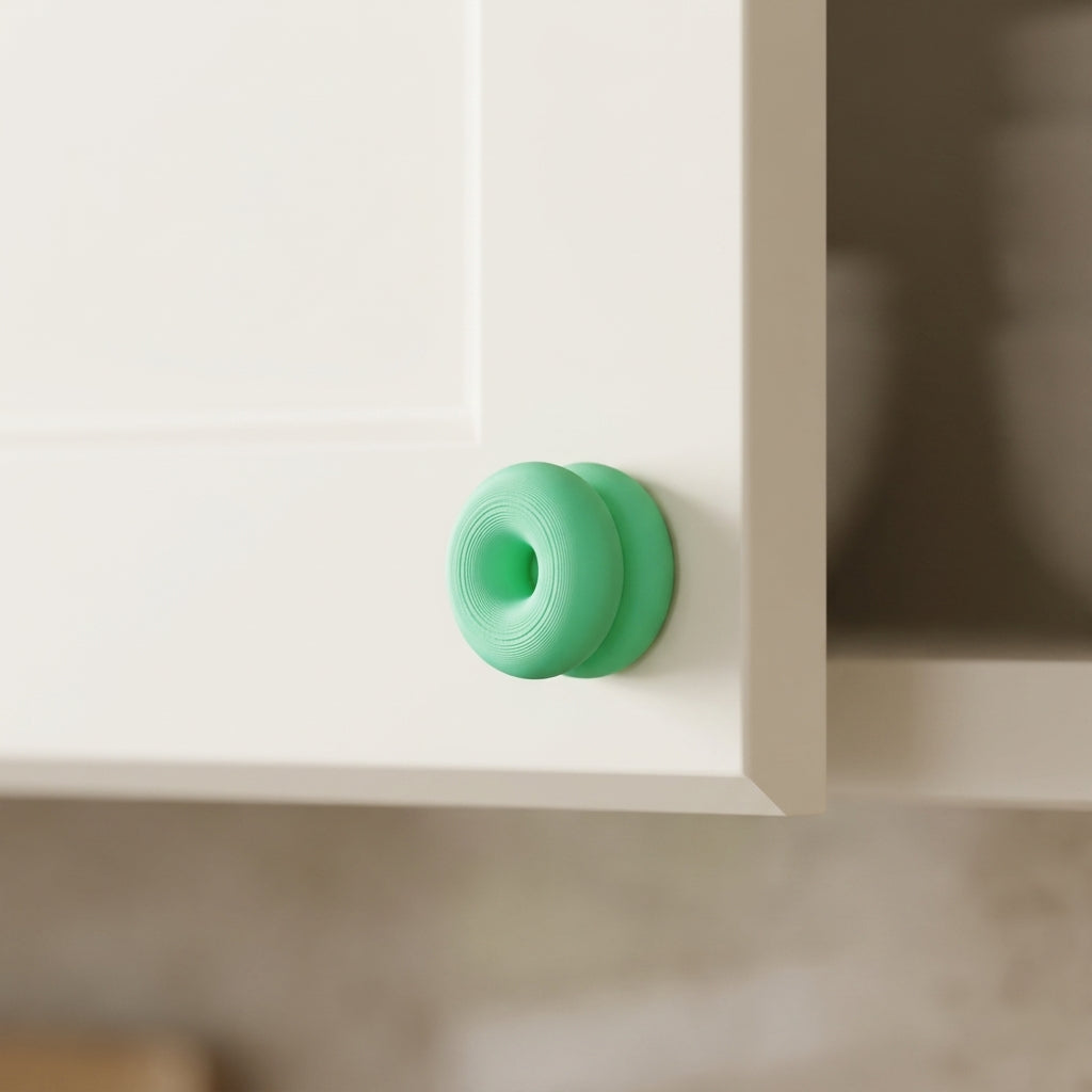 Double Donut Cabinet Handle mint green on cabinet