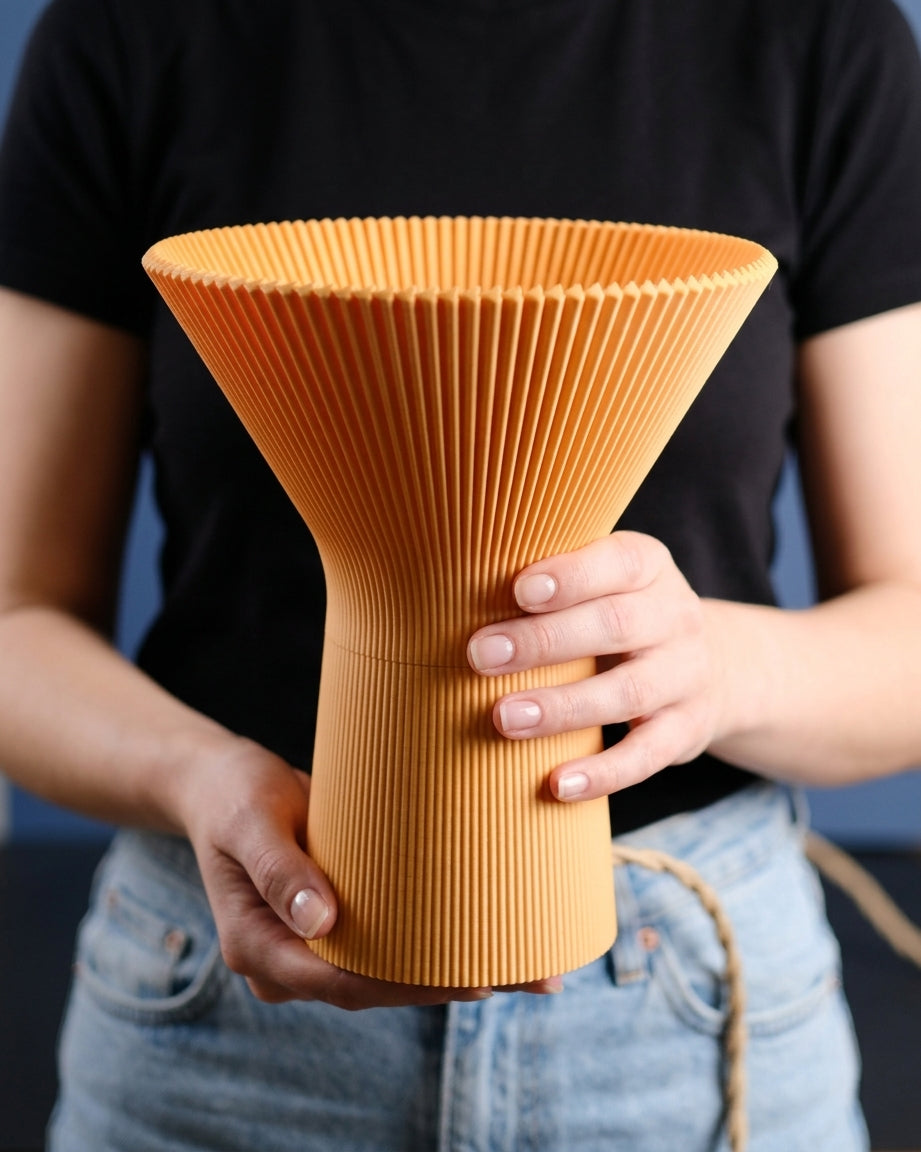 Green colour option of the pleated inverted funnel lamp.