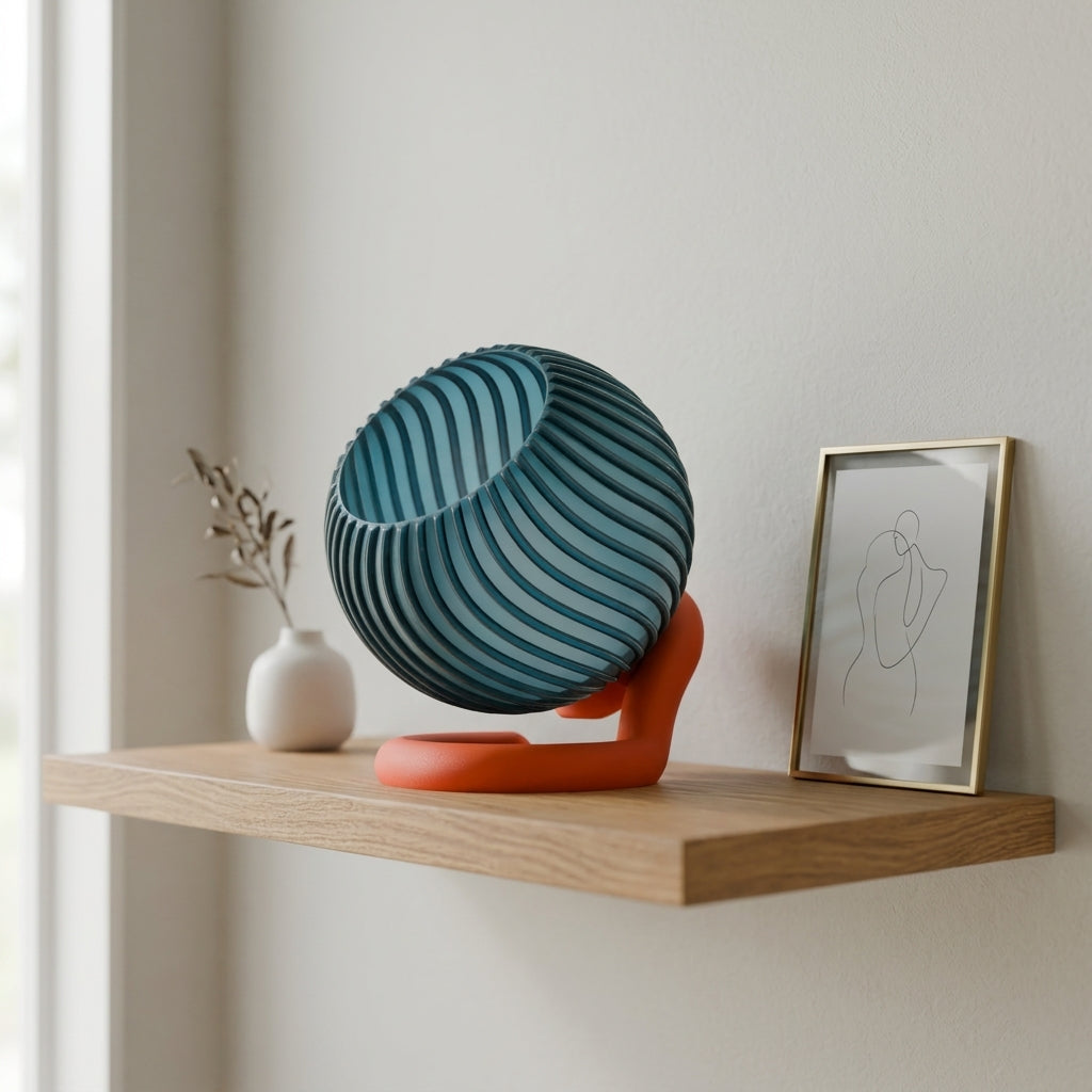 Wibble Sphere E27 Lamp – Ribbed Modern Table Lamp