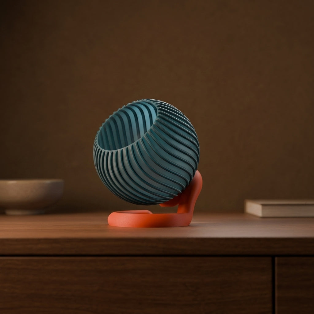 Wibble Sphere E27 Lamp – Ribbed Modern Table Lamp
