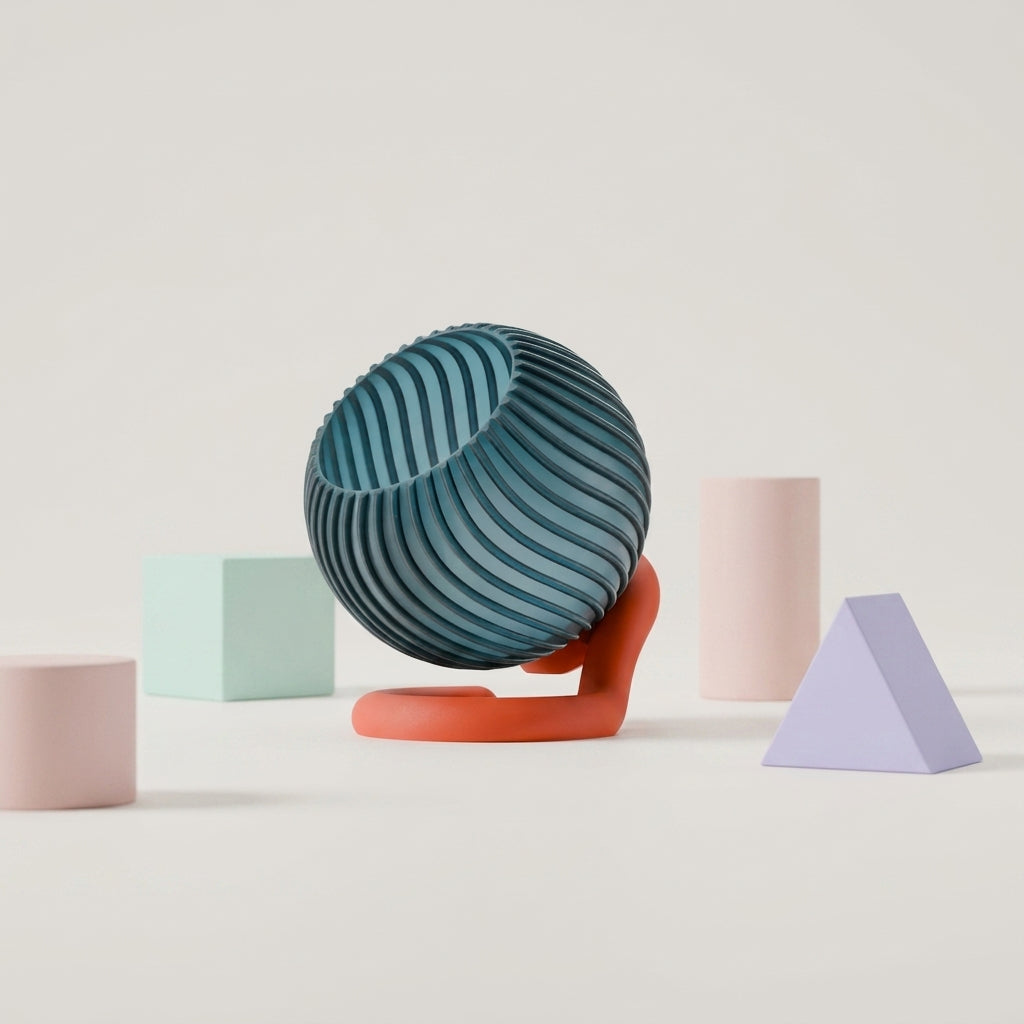 Wibble Sphere E27 Lamp – Ribbed Modern Table Lamp