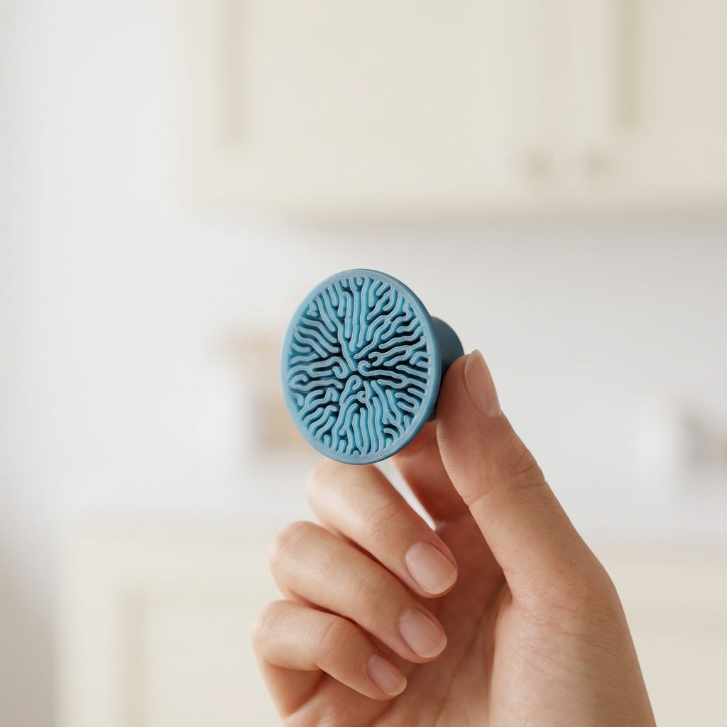Modern Coral Pattern Cabinet Knob - hand hold lifestyle