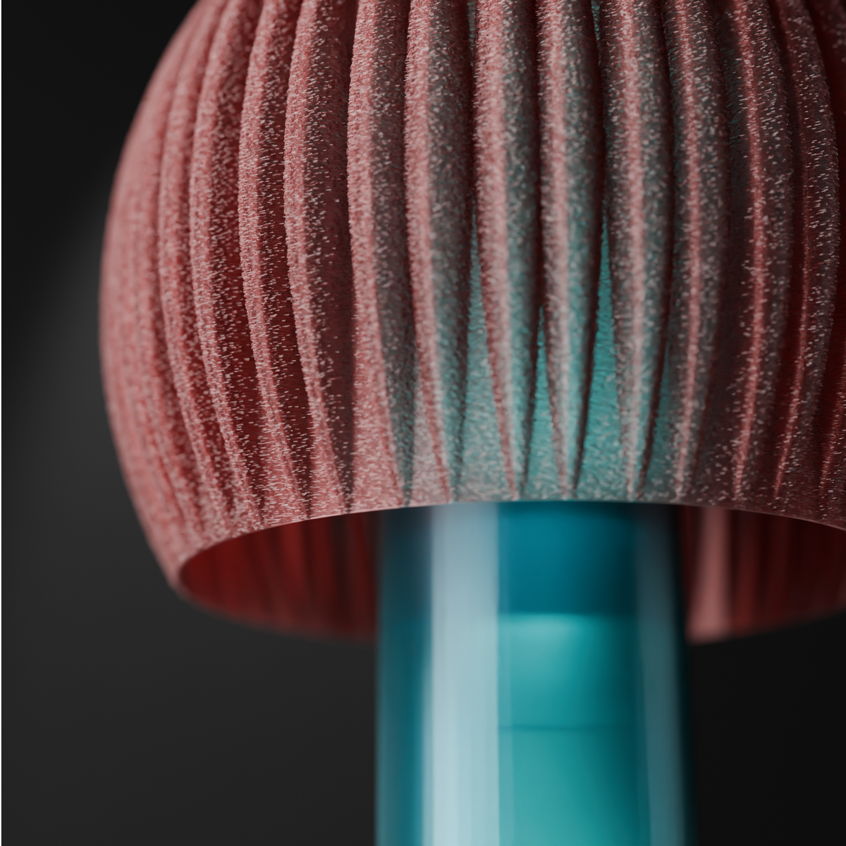 Elegant Funnel Glow Lamp white pink gradient shade teal base glowing white background product shot