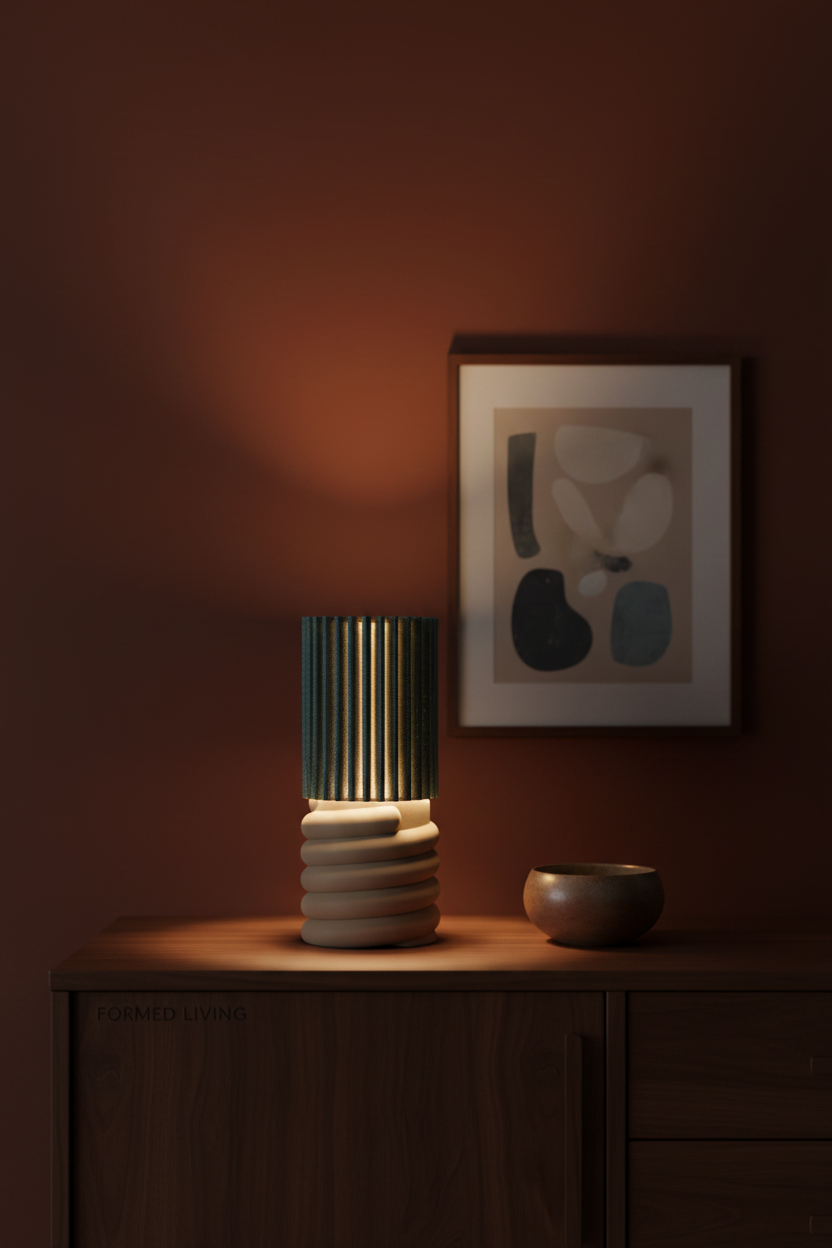 Ribbed Cylindrical Desk Lamp
