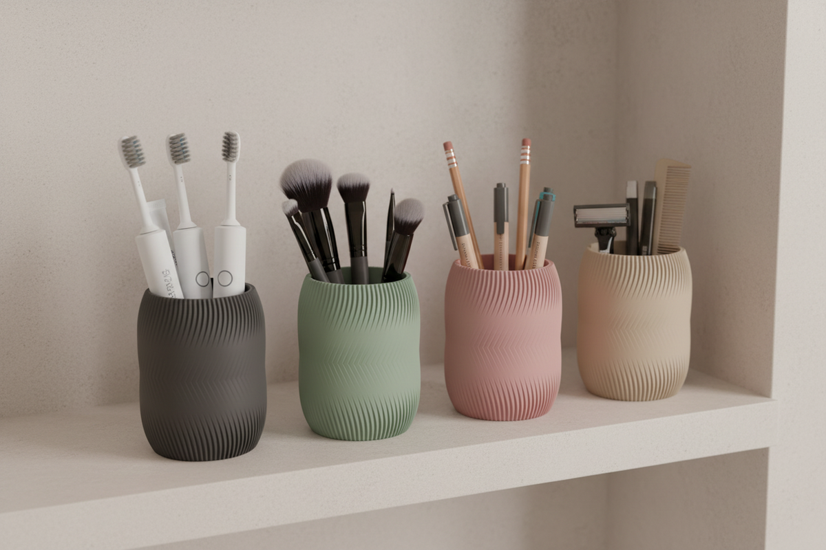 Textured Bathroom Organizer Cup
