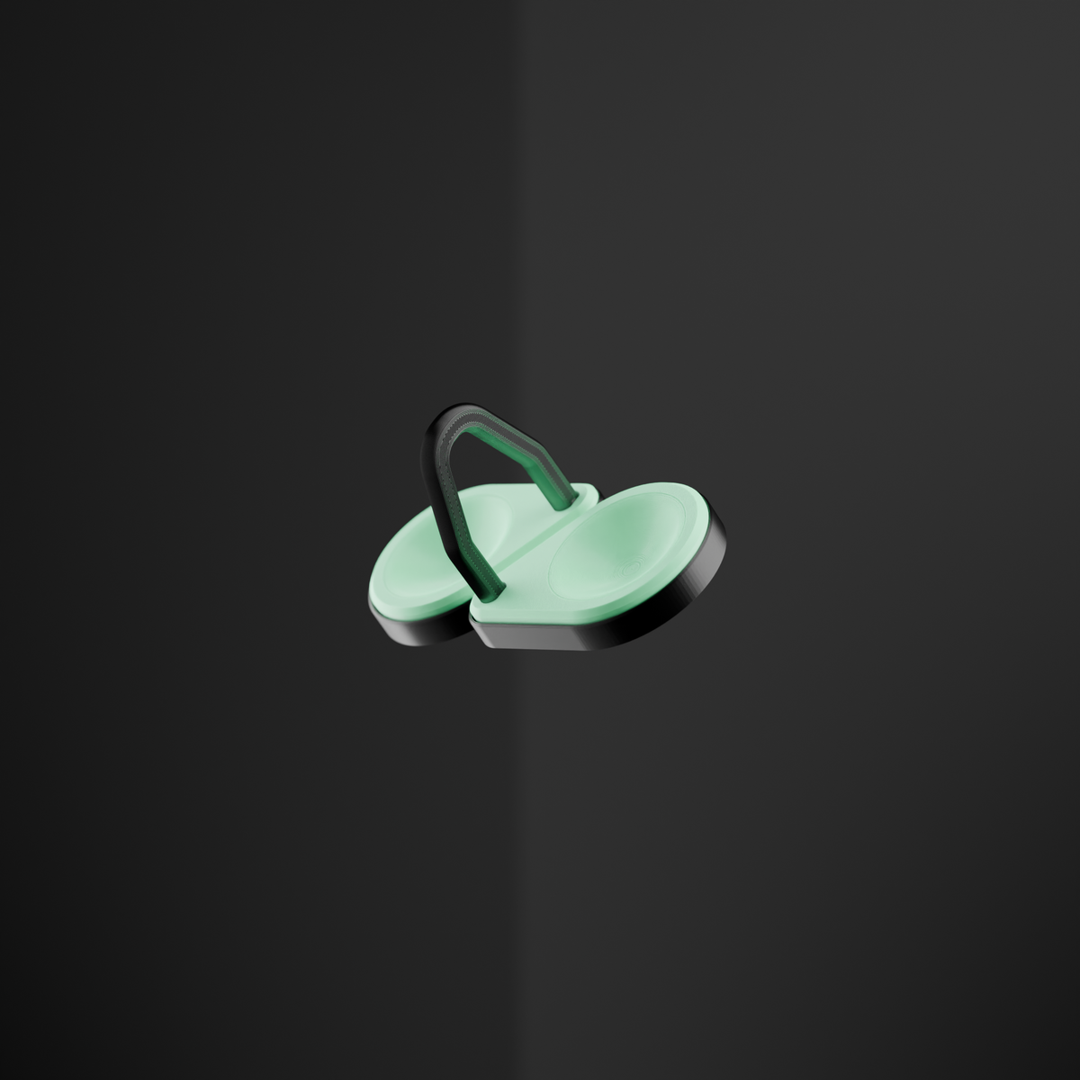Teardrop Project Trays mint green black base render dark background product shot