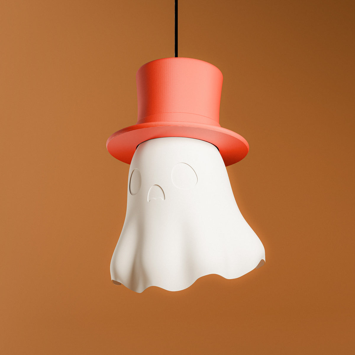 Glowing ghost pendant with witch hat