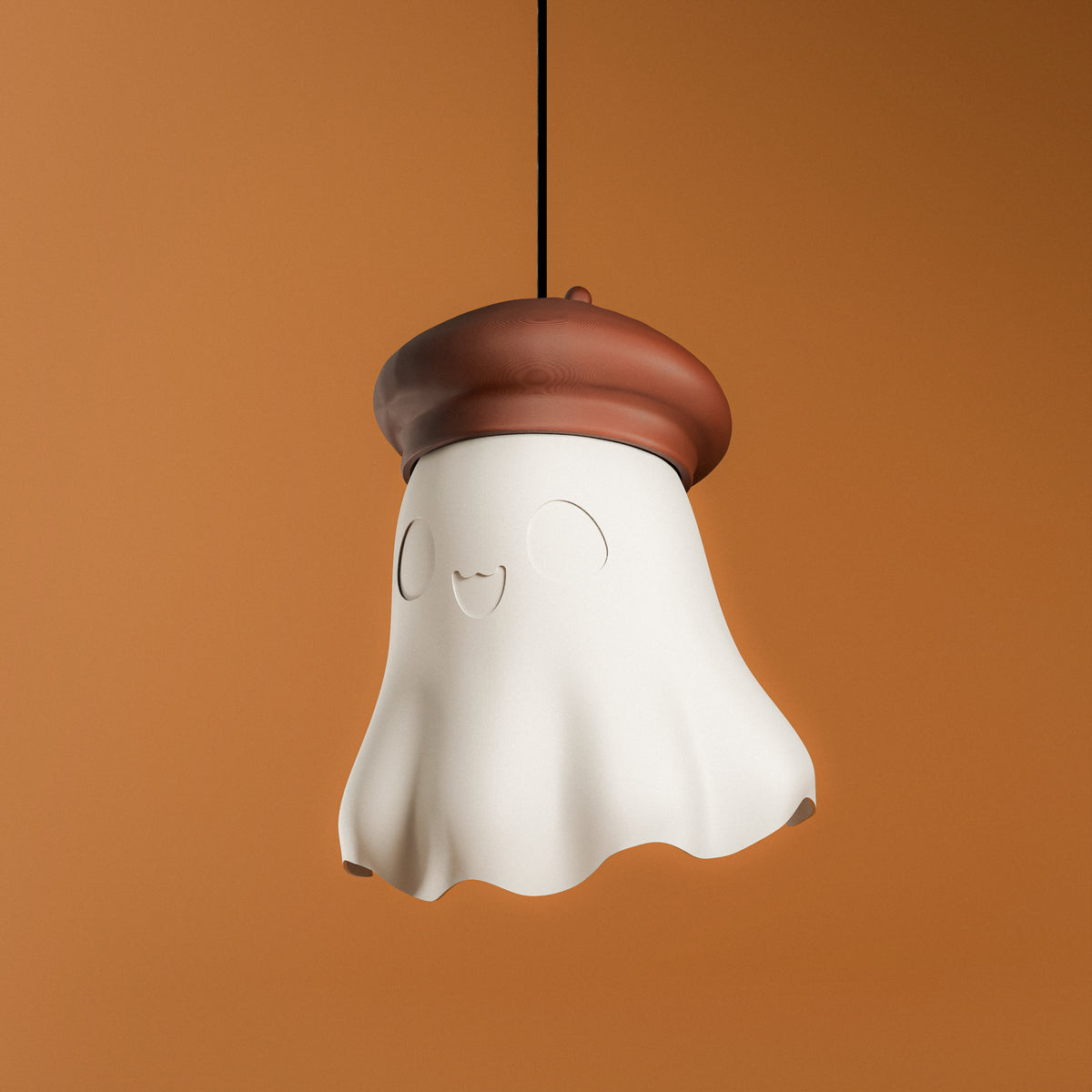 Ghost hanging lamp with beret