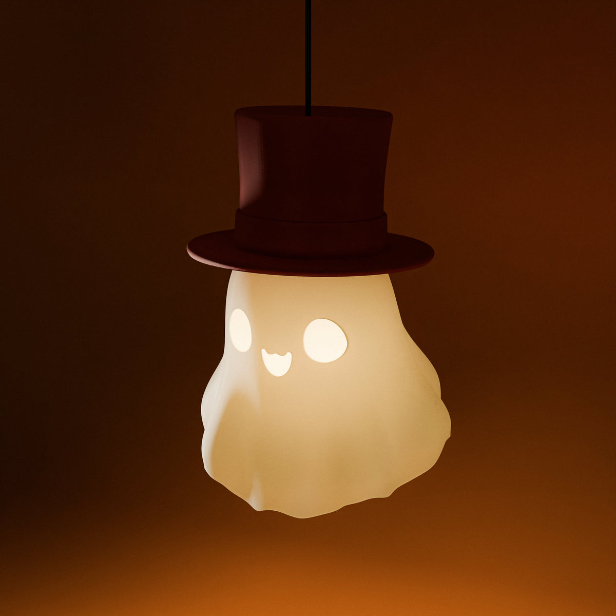 Glowing ghost lamp with top hat