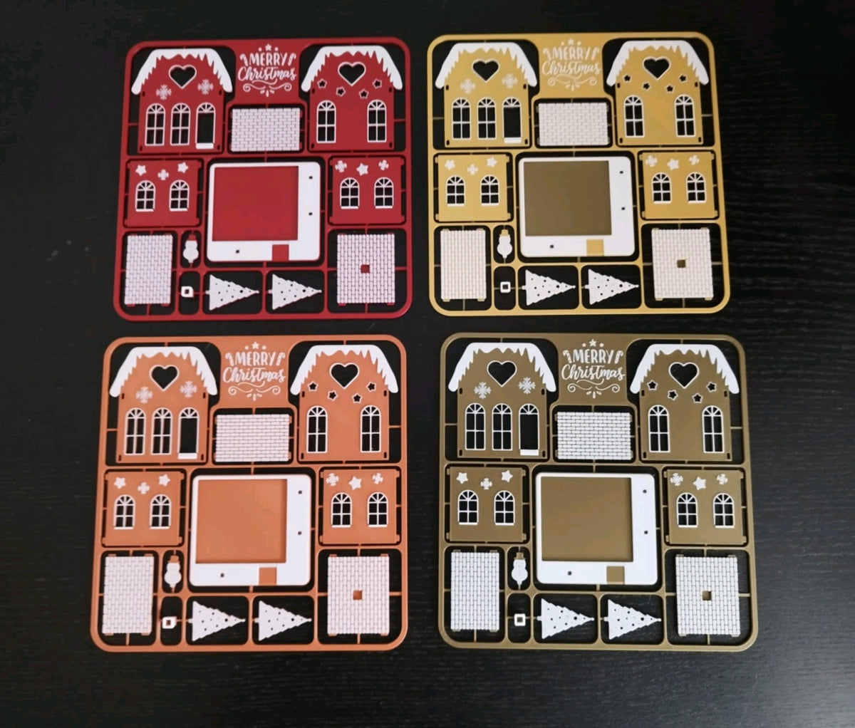 Red and yellow miniature Christmas house colour options