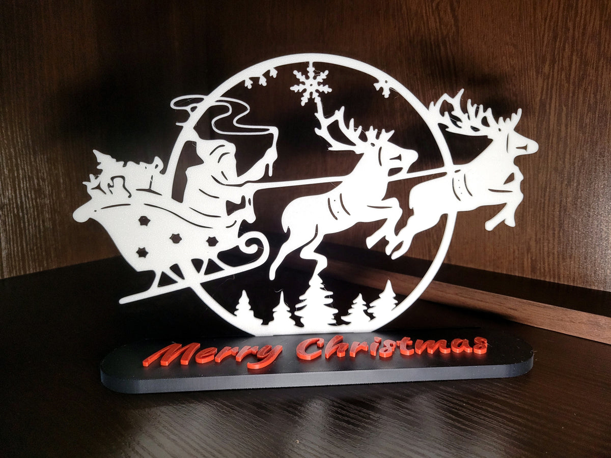 Santa on Sleigh Christmas table topper design reference
