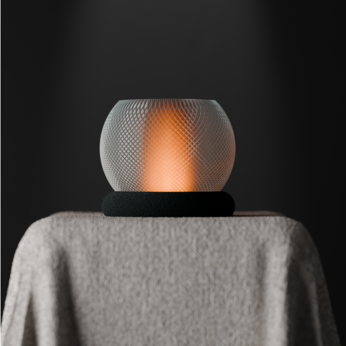 Textured Glow Orb Table Lamp white globe black base warm amber glow wide portrait