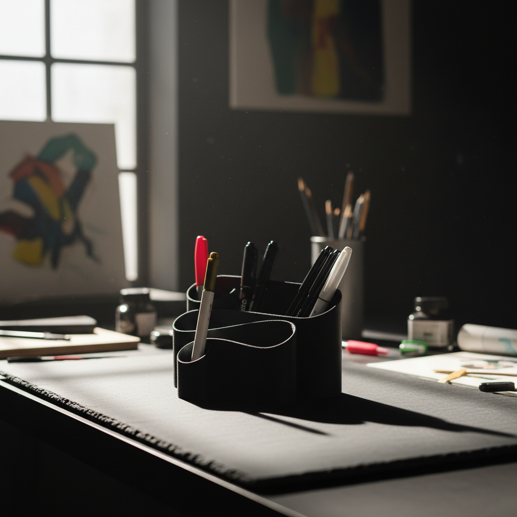 Fluid Desktop Organizer - charcoal black moody creative studio
