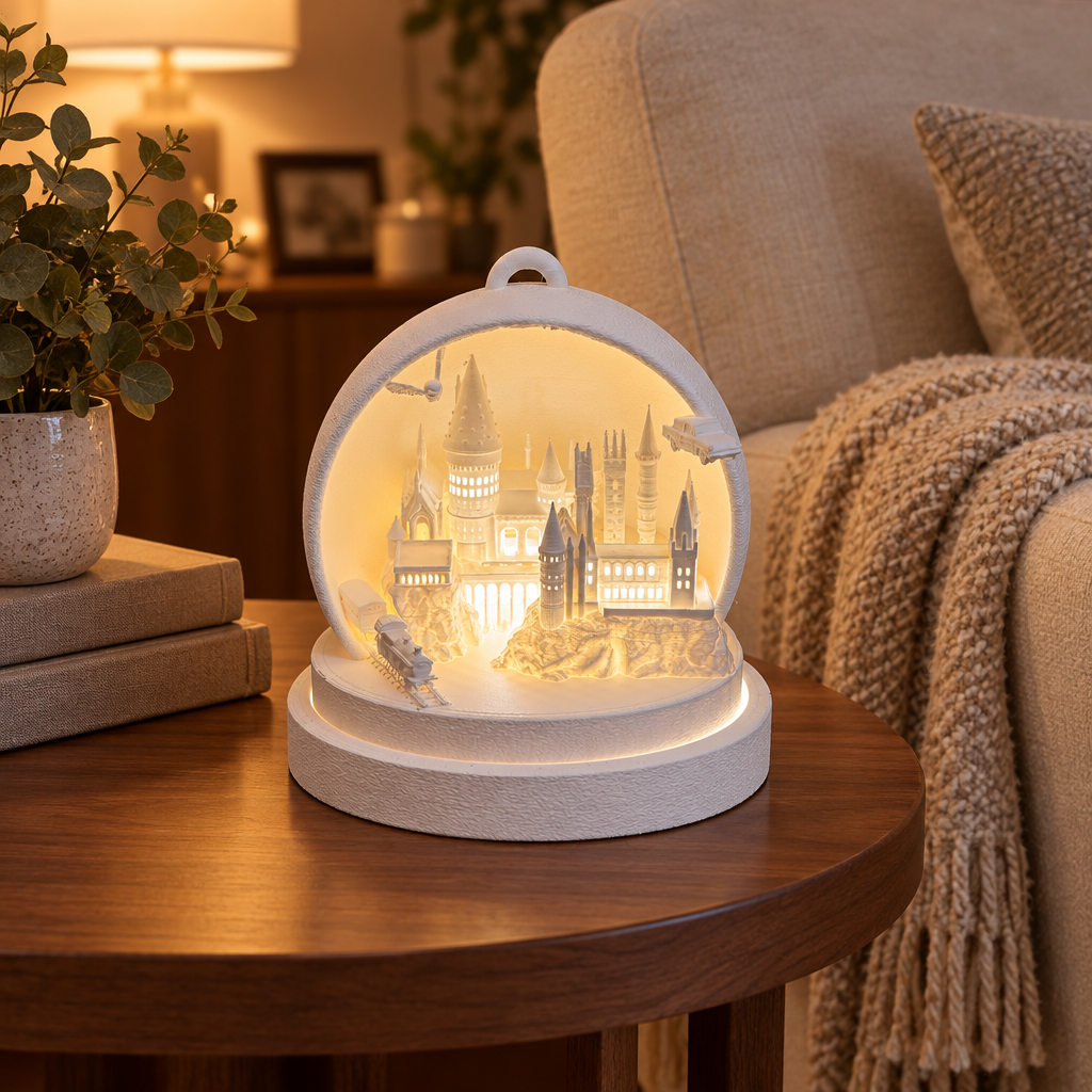 Cathedral Tealight Holder on a side table beside a cream armchair