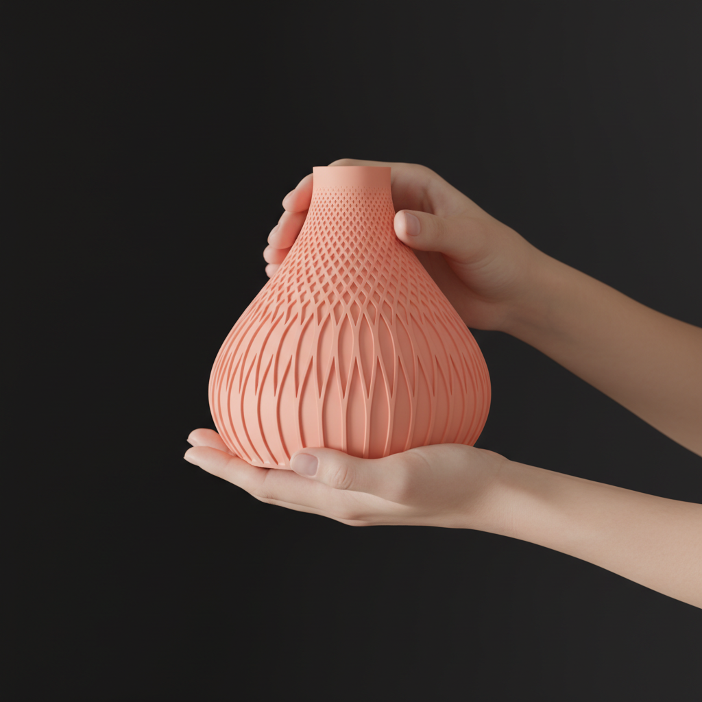 Textured Gourd Vase additional render angle showing diamond lattice surface detail