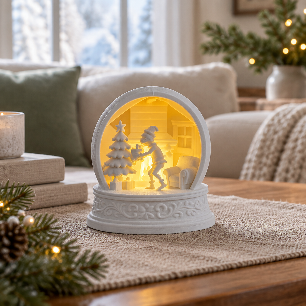 Grinch Christmas tealight holder on a coffee table in a modern living room