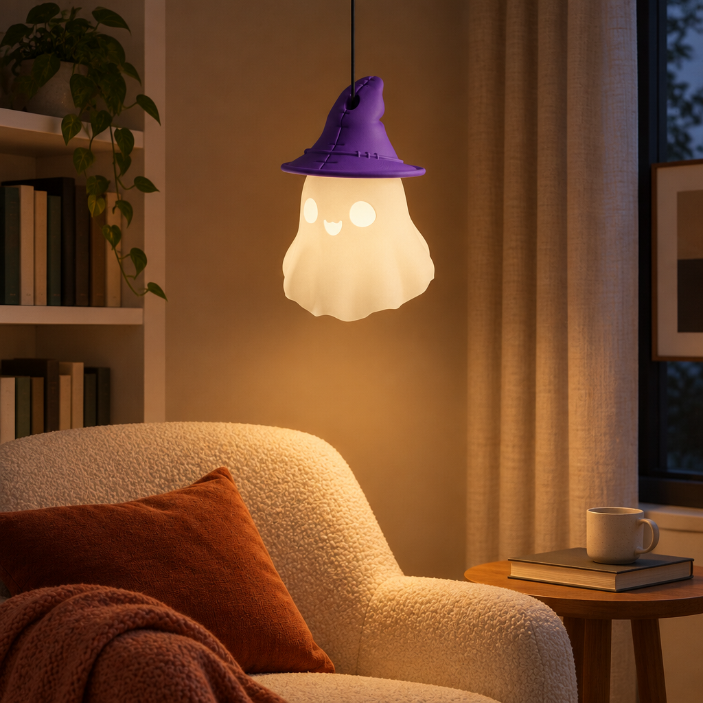 Ghost lamp in a reading nook