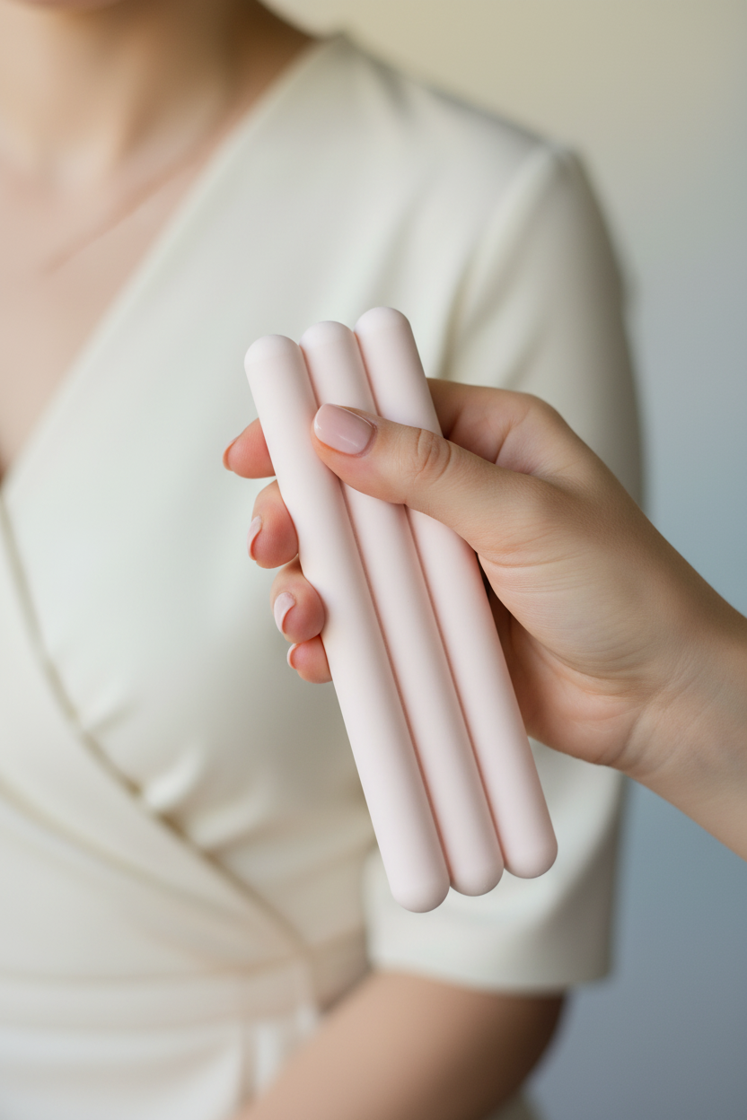 Minimalist Pen Tray pink held in hand showing scale - lifestyle