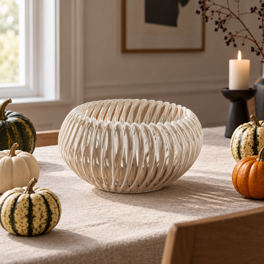 Bone Bowl with autumn decorations