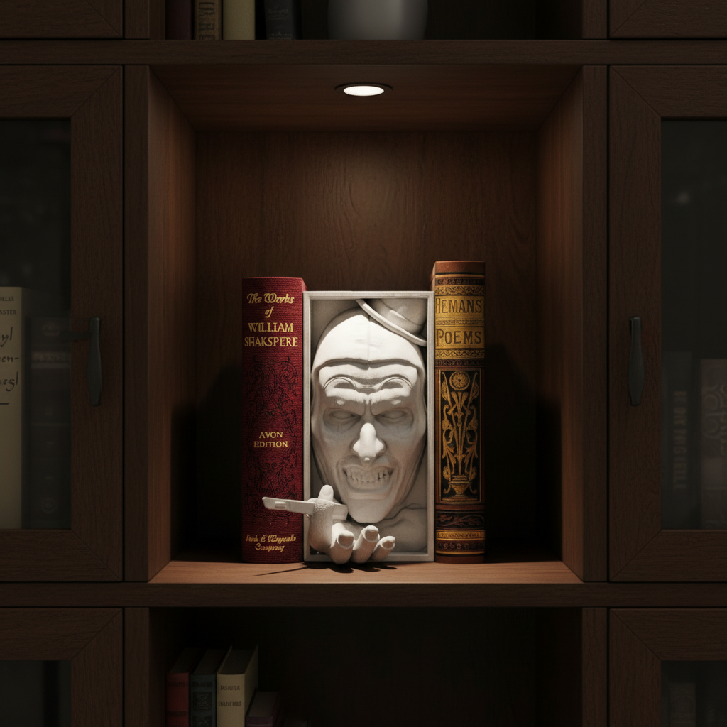 IT horror clown book nook in a collector display cabinet
