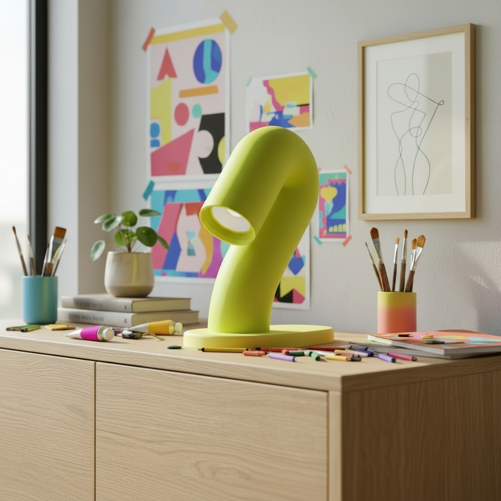 Wibble Desk Lamp on colourful creative studio desk