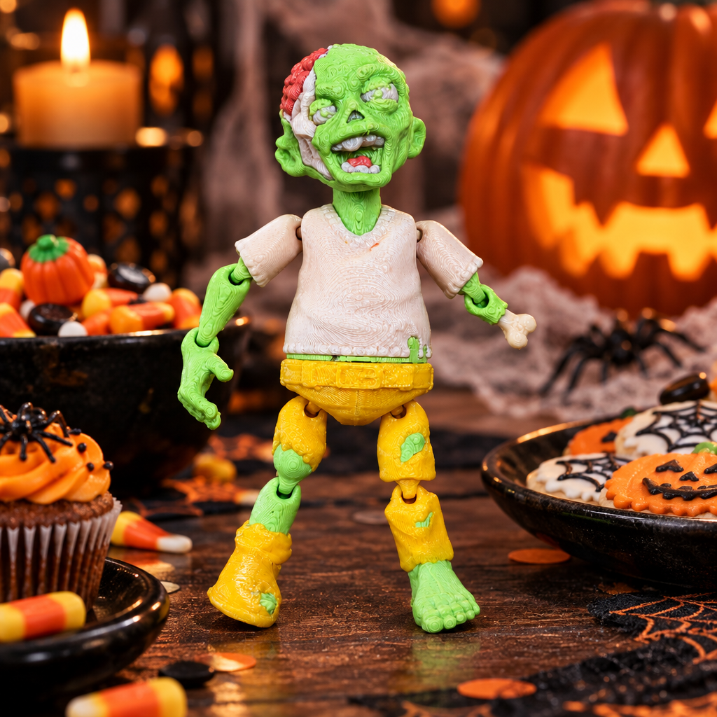 Articulated Zombie on Halloween party table