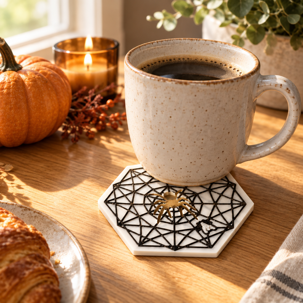 Spider Web Coaster in sunlit breakfast nook