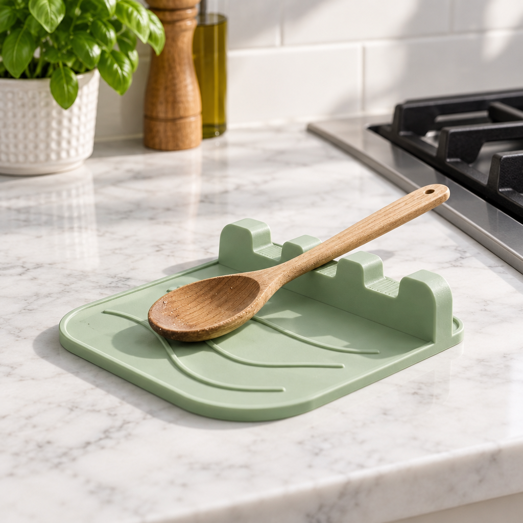 CookSitter with wooden spoon near stovetop