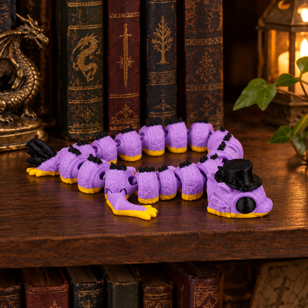 Wizard Dragon on oak fantasy bookshelf