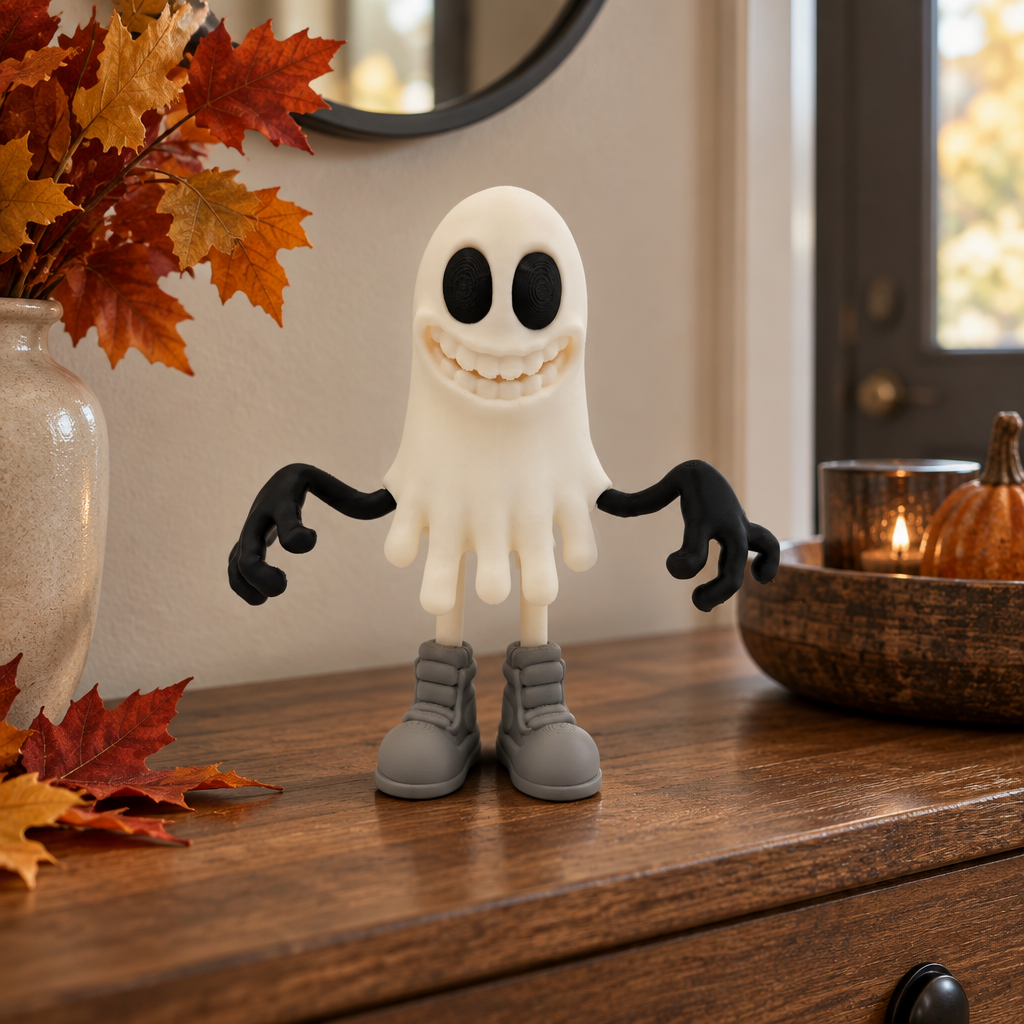 Retro Ghost Figure on autumn entryway console