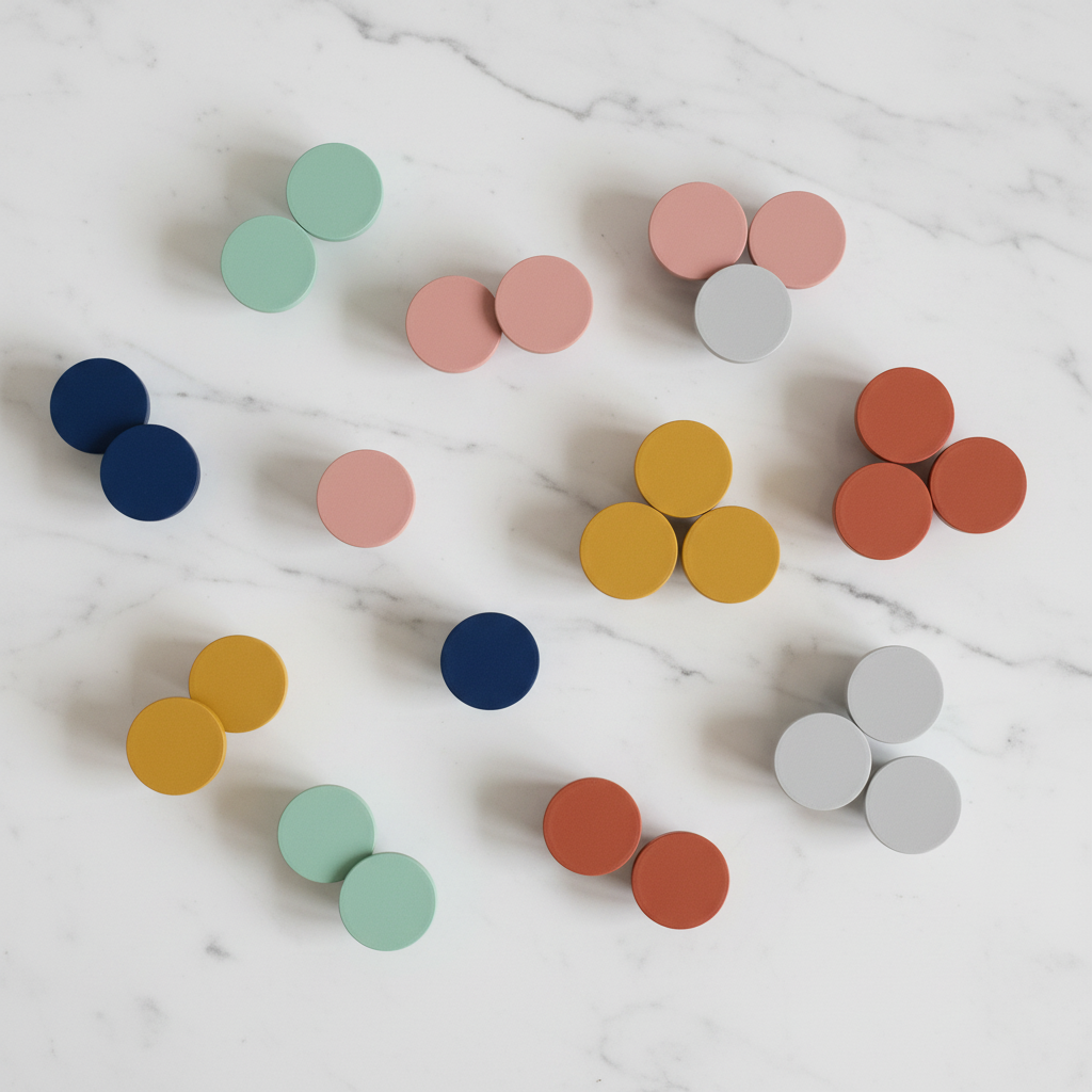 Modern Minimalist Cabinet Knob Handle flat lay multi-colour marble