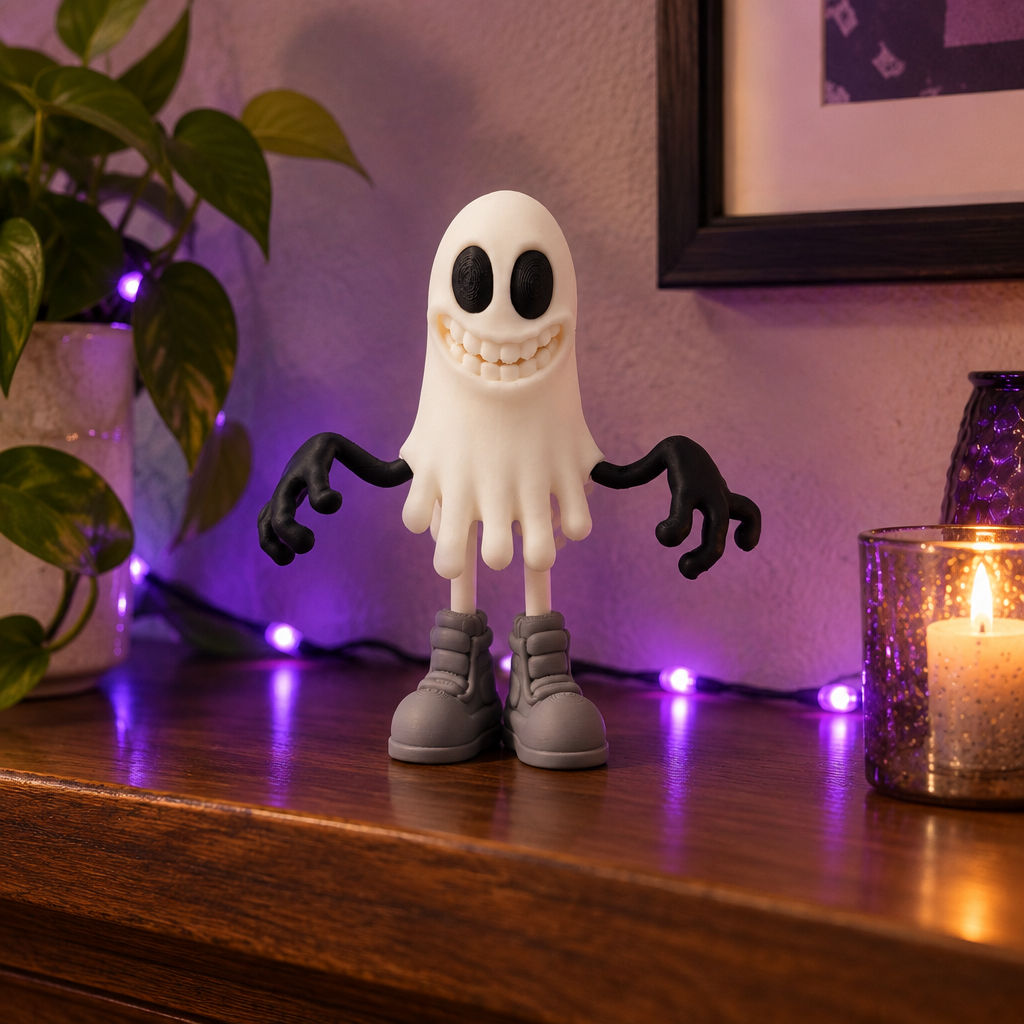 Retro Ghost Figure on walnut mantel
