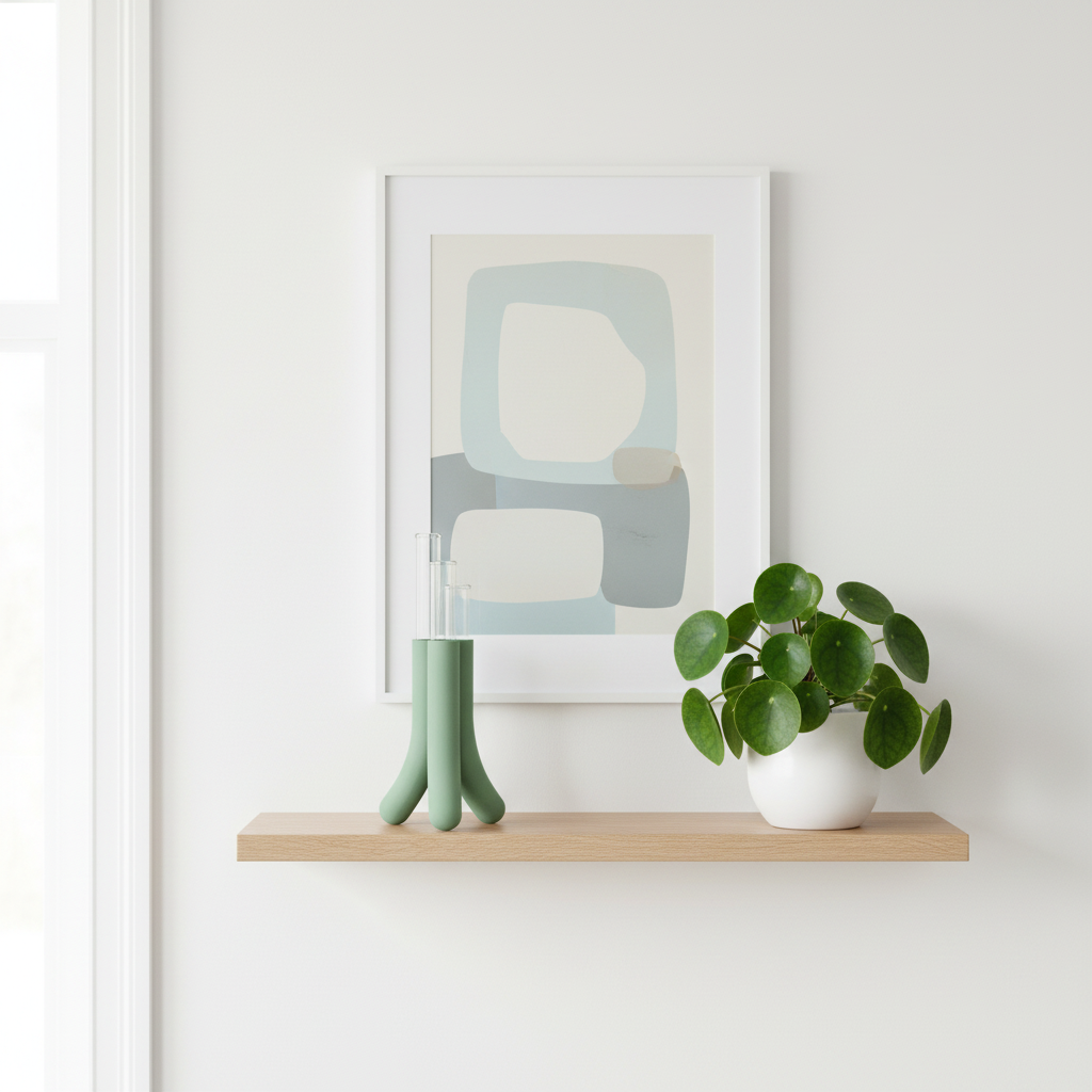 Modern Triple Stem Propagation Holder sage green on shelf