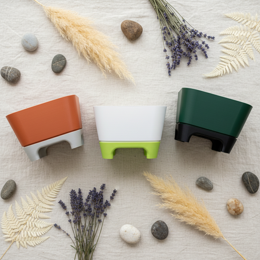 Two-Part Raised Planter flat lay three colour combinations