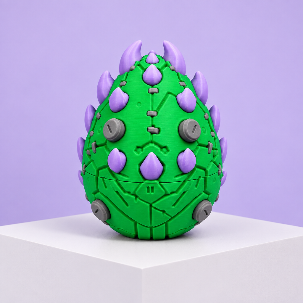 Frankenstein Dragon Egg on white display plinth